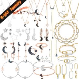 Sets Originele Fijne Dames Sieradensets SYMBOLISCHE Serie Luxe Klassieke Sterren Maan Oorbel Ketting Armband voor Vrouwen Cadeau