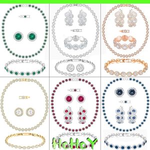 Ensembles Collier original Boutique Ensemble de bijoux Série ANGELIC Charme en cristal Boucles d'oreilles pour femmes, bagues, bracelets, cadeau de fête Logo XFU