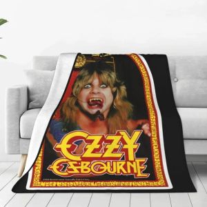 Sets Ozzy Osbourne Couverture 3D Prived Flannel Flannel Fleece Fil Hourdet Metal Music Throwts pour les canapés-lit de litière de bureau