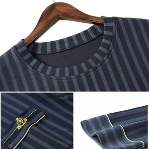 Sets Pyjama Mannelijke Lente Loungewear Herfst Nek Comfortabele Nachtkleding Mode voor Heren Casual Gestreept Katoen 240202