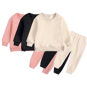 Stelt pc's Jonge Winter Tracksuit Boys Children's Clothing Set Warm Dikke Top Sweatshirtspant Girls Overalls For Kids Suit Y