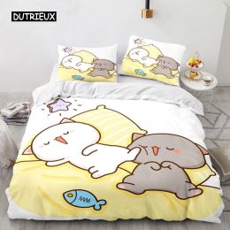 Ensembles de couverture de litière de chat pêche goma mignon caricature de dessin animé housse de couette infantil