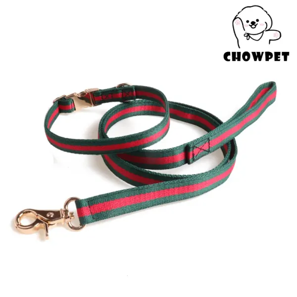 Conjuntos de Collar de nailon para mascotas, correas tejidas rojas y verdes, Collar de Metal para perros, conjunto de correas a rayas, suministros y accesorios para cachorros y mascotas