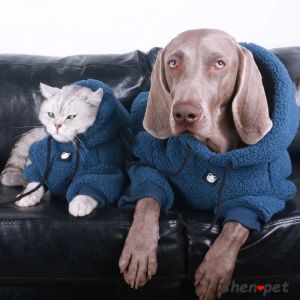 Définit des tenues de compagnie de vêtements pour chiens pour petit Meidum grand chien soft hoodie d'hiver pour schnauzer labrador doberman chat coat