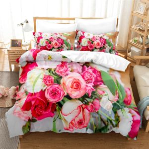 Sets roze luxe rozenbeddenset dekbedovertrek highgrade dekbed beddengoed sets bed cover set bloem queen/king size dekbedovertrek set