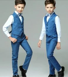 Sets Prins Jongens Trouwpak Kinderen Vest Shirt Broek Bowtie 4 stuks Fotografie Pak Kind Verjaardag Ceremonie Kostuum Tiener School Set