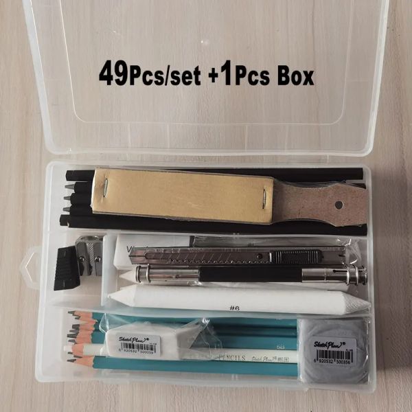 Sets Professional 33pcs 50pcs Arte Set Kit completo con Box 5h8b Dibujo de dibujo Lápiz de carbón Barra de barra de grafito para artista
