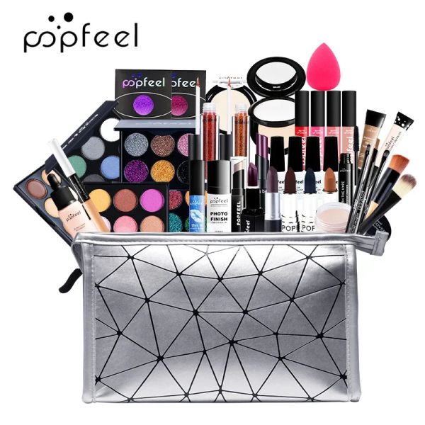 Ensembles Kit de maquillage professionnel pour fille fard à paupières crème maquillage sac correcteur Blush brillant à lèvres rouge à lèvres maquillage brosse femmes maquillage ensemble