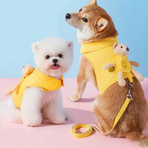 Sets Puppy Schattig huisdier Vest Stevig hondenharnas en riem Set Zak Beer Huisdierkleding voor Chihuahua Yorkie Wandeltraining Kat Hondketting