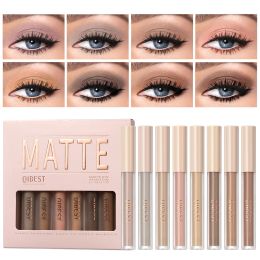 Stelt QIBest 8 kleuren Matte vloeistof oogschaduwkits waterdichte blijvende matte oogschaduw set blush contour make -up schaduw voor vrouwen