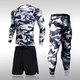 Sets snel droge camouflage heren hardloopsets compressie sportpakken magere panty's kleding gym rashguard fitness sportkleding mannen 2021