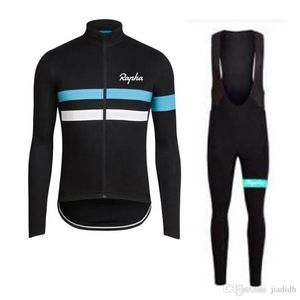 Ensembles RAPHA team Cyclisme manches longues jersey (bavoir) pantalons ensembles cyclisme jersey ensembles Printemps Automne sport costume Respiration simple et confortable