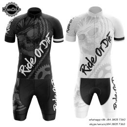 Sets rouler ou mourir en maillot de cyclisme noir / blanc