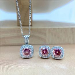 Sets S925 Zilver Rood Roze Moissanite Oorbellen Ketting Ring Sets Wit Goud Gevulde Moissanita Diamanten Sieraden Set Pass Tester Gift