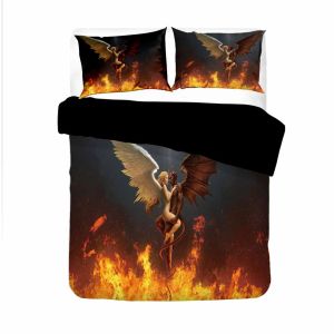 Ensembles Sexy Black Angel Devil Costume Costume Costume Liberte Set Halloween Couvrette de couvercle Set Lit Set Queen Size Home Custom Adult Quilt