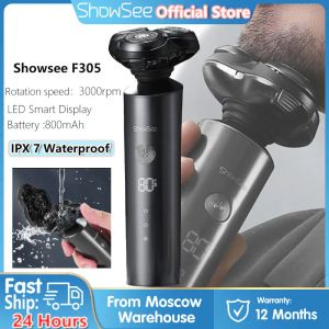 Sets Showsee F305 Afeitadora eléctrica para hombres Afeitadora eléctrica 3 cabezales de afeitar Afeitadora impermeable Hine Recortadora de barba recargable para hombre