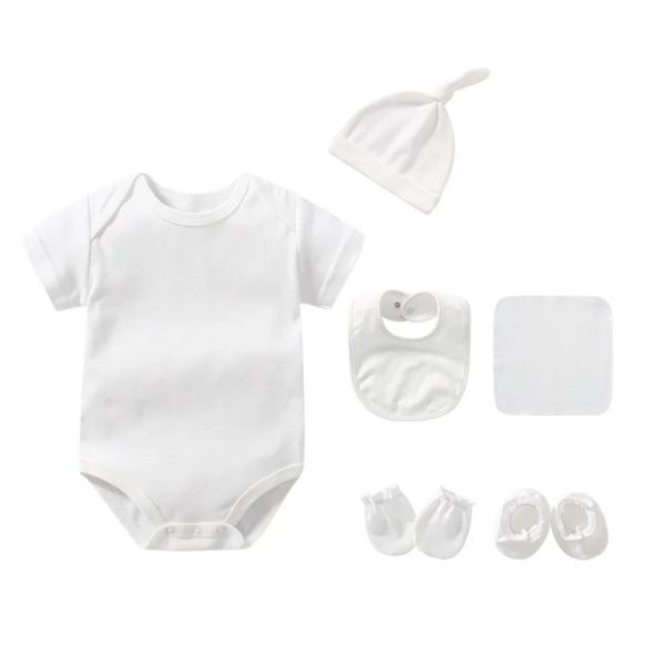 Ensembles body solide chapeaux chaussettes gants bavoirs 5 pièces unisexe coton bébé fille vêtements à manches courtes nouveau-né bébé garçon vêtements Bebes