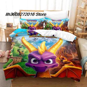 Sets Spyro Reignited Trilogy Bedding Set Single Twin Full Queen King Size Bed Set Aldult Kid Slaapkamer Duvetcover Sets Anime laken