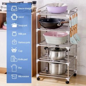 Stelt roestvrijstalen opslagplank Organisator Rack Nieuwe keuken badkamer accessoires huishoudelijke artikelen voor planten potten kookgerei gordijn