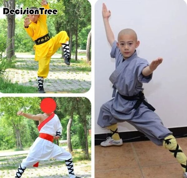 Ensembles / Costumes 2021 Enfants Hommes Garçons Kick Boxing Uniformes Shaolin Arts Martiaux Ensembles Chinois Kungfu Traditionnel Wushu Costumes Performance Customes