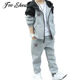 Ensembles / Costumes Ensemble de survêtement pour garçons Sweats à capuche décontractés Pantalons longs Survêtements Vêtements pour garçons 4 ans à 12 ans Tenue de sport pour enfants Vêtements de sport pour enfants 230508