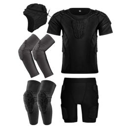 Conjuntos/Trajes Portero de fútbol para niños Camiseta de compresión Uniforme Camiseta de fútbol negra acolchada para bicicleta Pantalones cortos de béisbol Pantalones Traje para niños