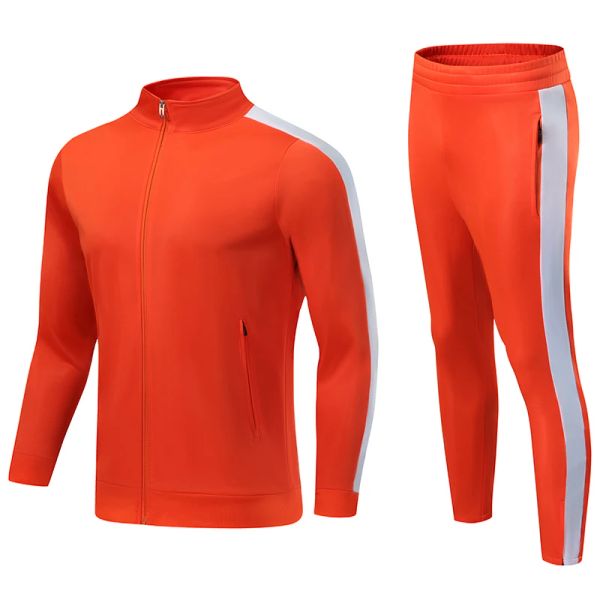 Ensembles / combinaisons Halloween Costume Adultes Boys Orange Tracksuis Suit Full Zipper Kids Soccer Soccer Soccer masculin Halloween Tracksuits Jogging Sports Wear