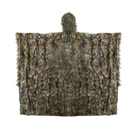 Sets/pakken jachtkleding camo 3d blad mantel mantel yowie ghillie ademende open camouflage vogels kijken poncho windjager sluipschutter airsoft uitrusting