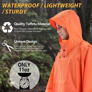 Ensembles / combinaisons orange Pain de pluie à capuche lourde pour la randonnée étanche légère pour les adultes militaires de camping Men de camping