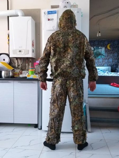 Ensembles / costumes vêtements de chasse extérieurs 3D Maple Leaf Bionic Ghillie costumes Yowie Sniper Birdwatch AirSoft Camouflage Veste et pantalon