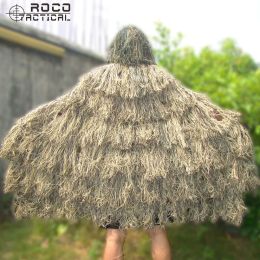 Ensembles / combinaisons rocotactiques légers légers Ghillie Poncho Tactical Sniper Ghillie Top pour Airsoft Paintball Ghillie Poncho Suit Woodland