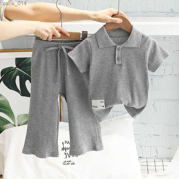 Conjuntos/Trajes Conjuntos de ropa de verano para niños Estilo coreano Niñas Niños Camisetas de manga corta Tops + Pantalones sueltos 2 piezas Trajes de ropa deportiva informal para niños