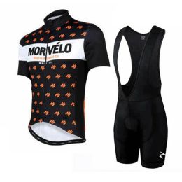 Sets Summer Morvelo Team Cycling à manches courtes Jersey Bib Shorts Conserver Men Breamable Mtb Bike Tenues ROPA CLCLISMO RACK