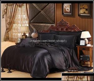 Stelt voorraden Textiles Garden Satin Silk Bedding Home Textiel King Set Beds Bed Kleding Dekbed ER Flat Bleed Drop Delivery 2021 K9536370