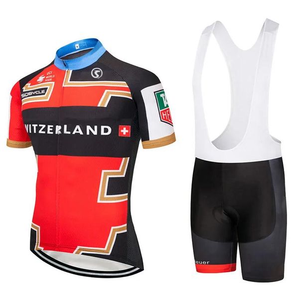 Sets Switzerland Team Pro Cycling Jersey Babs Shorts Suit ROPA Ciclismo para hombres Summer Sprol Dry Cicling Maillot Wear