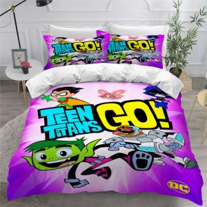 Sets Teen Titans Go beddengoed set single twin full queen king size anime bed set aldult kid slaapkamer duvetcover sets 3D print 011