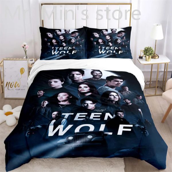 Sets Teen Wolf Imprimez en trois pièces Article de litière de mode Enfants ou adultes pour les lits Couvre-couvertures d'oreiller Cadeau de literie Cadeau