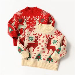 Conjuntos de suéter navideño para niños engrosados, punto de cuello redondo para niños y niñas 231130