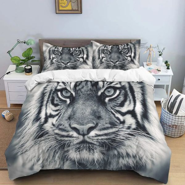 Ensemble ensemble de literie de couette Tiger et blanc Tiger Matter