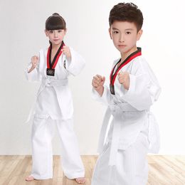 Sets tkd costumes vêtements blancs taekwondo uniformes wtf karate judo dobok vêtements enfants adultes unisex manches longues gi uniforme 230605