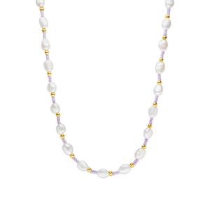Ensembles Chaîne Kauwela de qualité supérieure avec perles profilées baroques naturelles Aaa + perles en acier inoxydable crème lilas collier Miyuki fait à la main