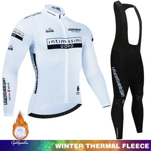 Ensembles Tour d'Italie Hiver Polaire Thermique Vélo Vêtements Hommes Jersey Costume En Plein Air Vélo VTT Vêtements 19D Gel Bib Pantalon Ensemble Z230130