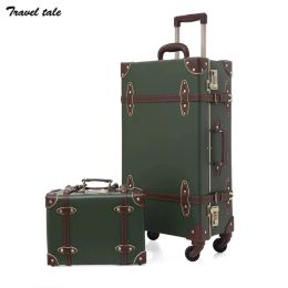 Sets Tale de viaje 20 "24" 26 pulgadas Mujeres retro Rolling Luggage Conjunto de maletas Carrycase Bolsas con ruedas