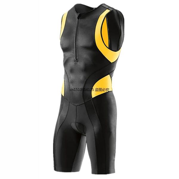 Ensembles combinaison de Triathlon maillot de cyclisme Ropa Ciclismo maillot de vélo de Compression pour hommes vêtements de sport équitation combinaison de tri sans manches