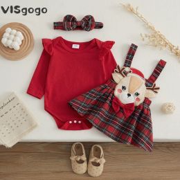Sets Visgogo 3pcs ropa de niña traje de navidad