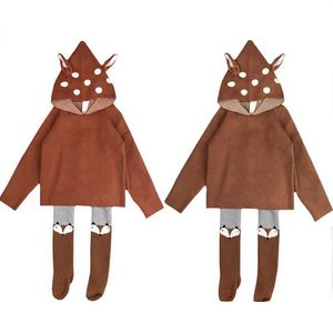 Sets Winter Boys Sweater 3D lapin tirant de nouveaux enfants filles tricotées dessin animées saut à bébé vêtements Q240508