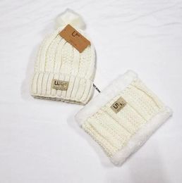 Conjuntos de bufanda de jueves de láminas de lana de lana de invernada otoño y sombrero de punto para la Sra.
