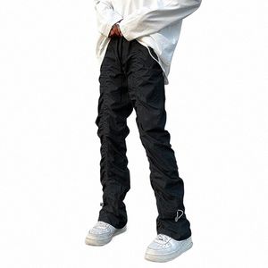 Conjuntos con pantalones Hombre Harajuku Punk Ropa de calle para hombres Negro Hip Hop Fi Ropa Pantalones tácticos casuales Y2k Goth Acampanado h7su #