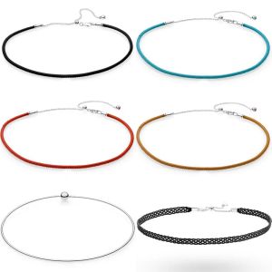 Ensembles Tissu Tissé En Cuir Noir Ras Du Cou Boule Fermoir ESSENCE COLLECTION Collier Pour Femmes Europe Bijoux 925 Collier En Argent Sterling