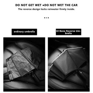 Définit xiaomi 10 côtes Umbrella parapluie réfléchissant entièrement automatique pliage inverse pliage multifonctionnel de parapluie du soleil